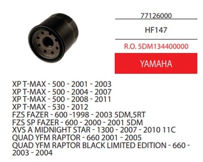 Filtri olio ciclomotori Yamaha