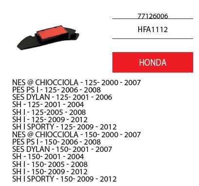 Filtri aria ciclomotori Honda
