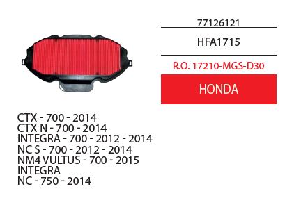 Filtri aria ciclomotori Honda