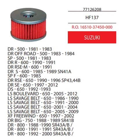 Filtri olio ciclomotori Suzuki