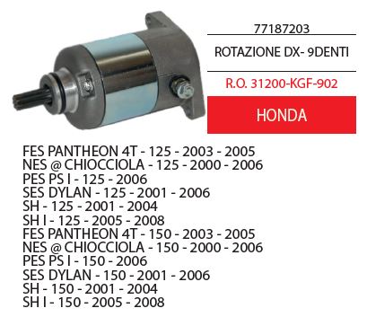 Motorini avviamento ciclomotori Honda