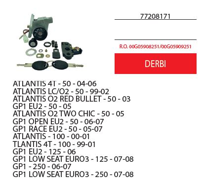 Kit serrature  ciclomotori Derbi