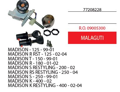 Kit serrature  ciclomotori Malaguti