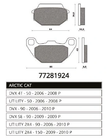 Pastiglie dischi freno 77281924 ARCTIC CAT per ciclomotori