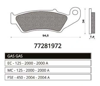 Pastiglie dischi freno 77281972 GAS GAS per motocicli