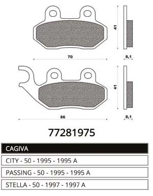 Pastiglie dischi freno 77281975 CAGIVA per ciclomotori