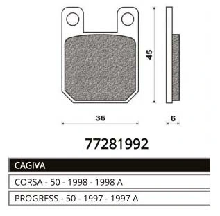 Pastiglie dischi freno 77281992 CAGIVA per ciclomotori